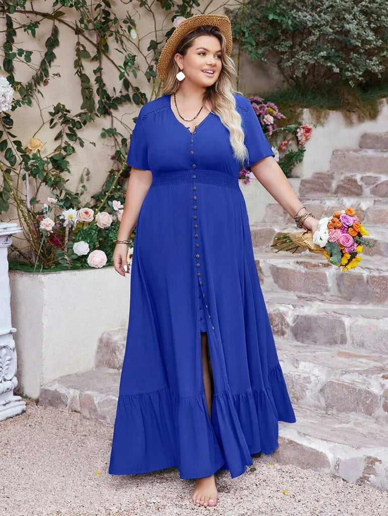 PLUS SIZE Anais Maxi Dress - Blue-Plus Size Dresses- Boheme Junction