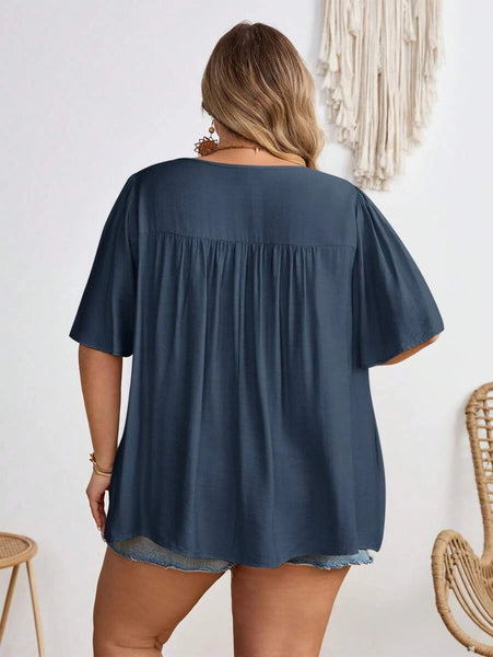 PLUS SIZE Cara Top - Navy Blue | 5XL - 8XL-Plus Size Tops- Boheme Junction