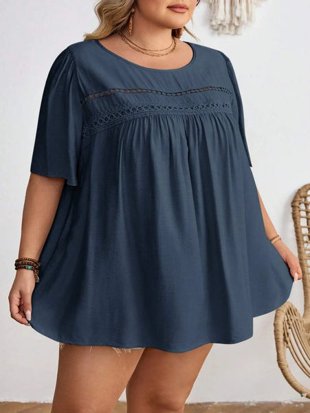 PLUS SIZE Cara Top - Navy Blue | 5XL - 8XL-Plus Size Tops- Boheme Junction