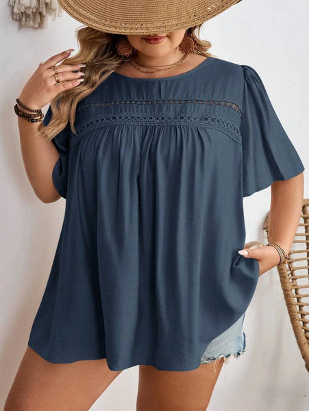 PLUS SIZE Cara Top - Navy Blue | 5XL - 8XL-Plus Size Tops- Boheme Junction