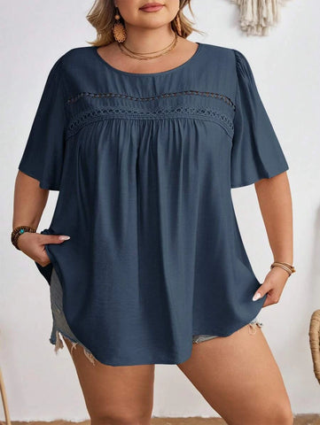 PLUS SIZE Cara Top - Navy Blue | 5XL - 8XL-Plus Size Tops- Boheme Junction