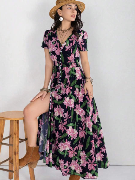 MARA Maxi Dress - Black/Green-Women Dresses- Boheme Junction