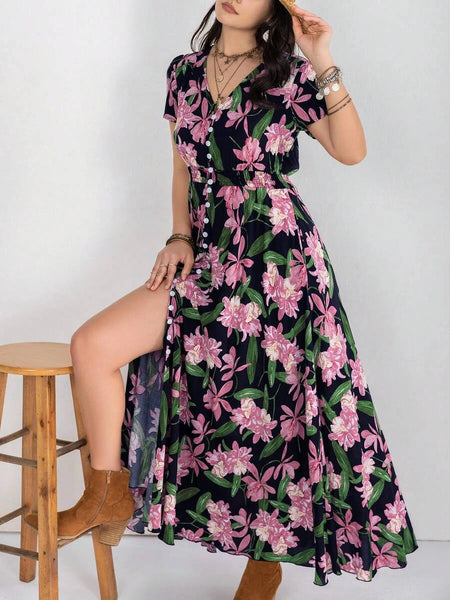 MARA Maxi Dress - Black/Green-Women Dresses- Boheme Junction