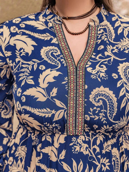 PLUS SIZE Carrie Maxi Dress - Blue-Plus Size Dresses- Boheme Junction