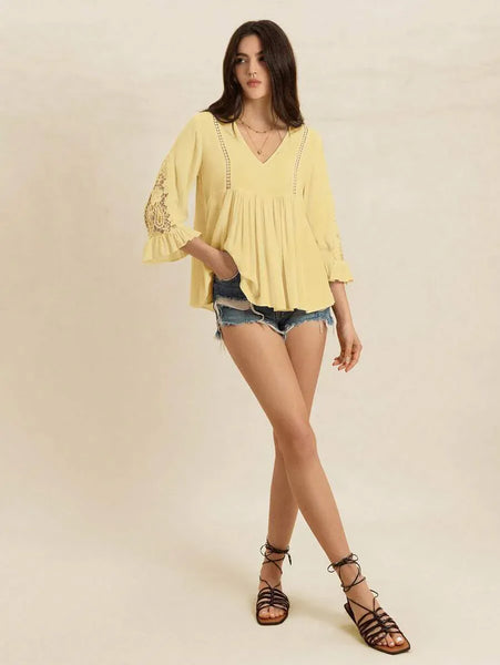 OLIVIA Top - Yellow-Women Tops, Blouses & Tee- Boheme Junction