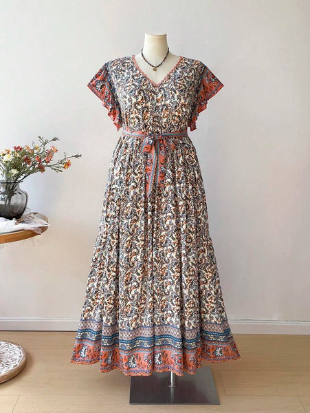 PLUS SIZE Edin Maxi Dress - Blue-Plus Size Dresses- Boheme Junction