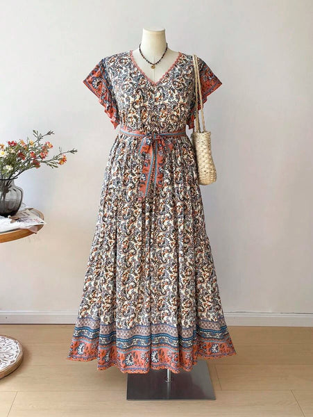 PLUS SIZE Edin Maxi Dress - Blue-Plus Size Dresses- Boheme Junction