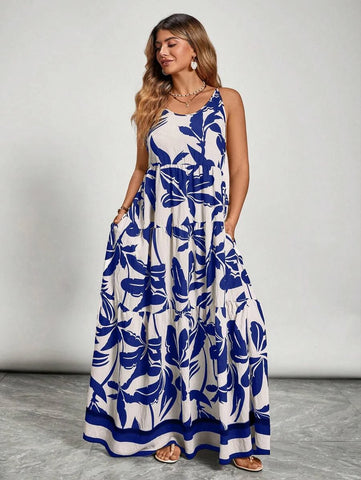 PLUS SIZE Jarah Maxi Dress - Blue-Plus Size Dresses- Boheme Junction