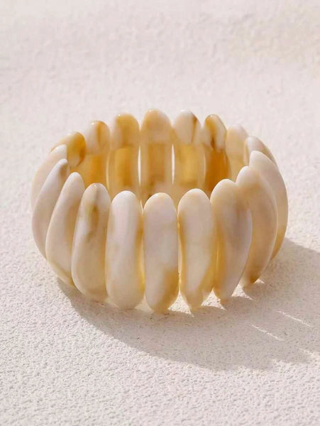 Magnolia Stretch Bracelet - Cream Marble-Women Bracelets- Boheme Junction