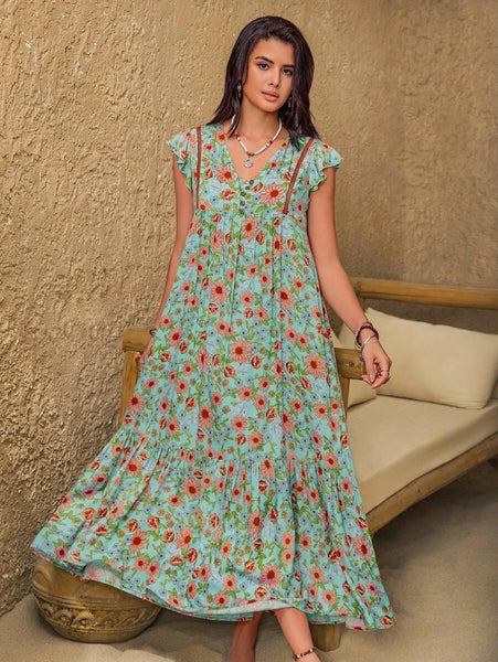 PLUS SIZE Elissa Maxi Dress - Green-Plus Size Dresses- Boheme Junction