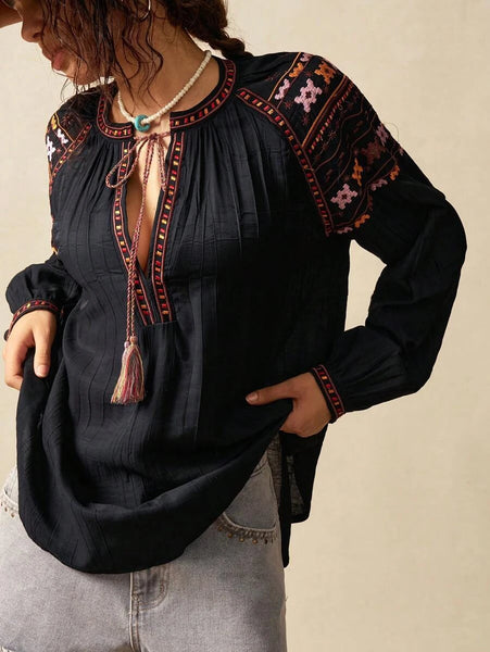 FRIEDA Top - Black-Women Tops, Blouses & Tee- Boheme Junction