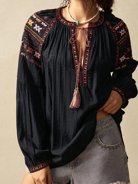 FRIEDA Top - Black-Women Tops, Blouses & Tee- Boheme Junction