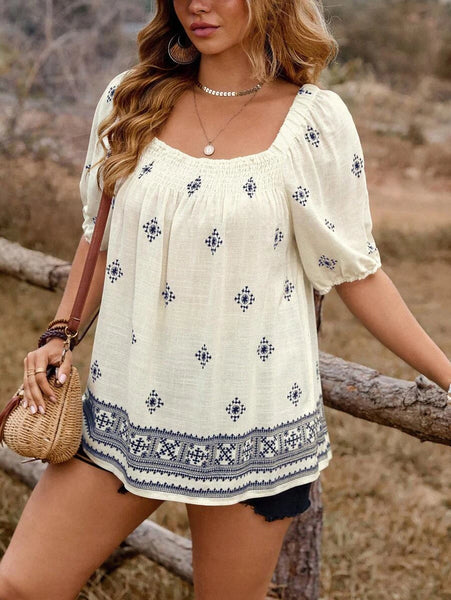 PLUS SIZE Arya Top - Cream-Plus Size Tops- Boheme Junction