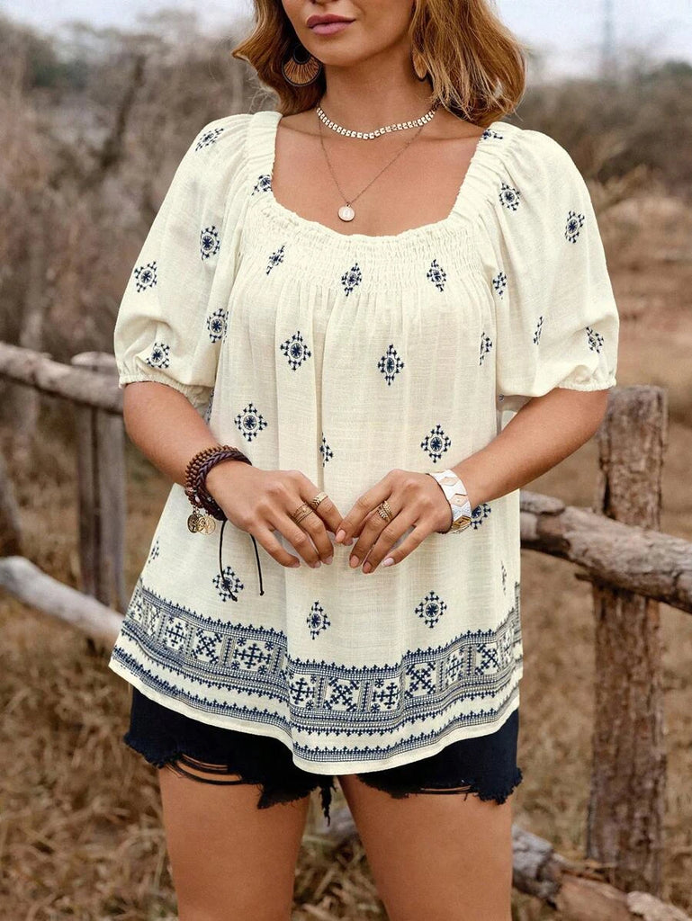 PLUS SIZE Arya Top - Cream-Plus Size Tops- Boheme Junction