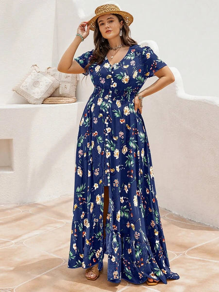 PLUS SIZE Evan Maxi Dress - Blue-Plus Size Dresses- Boheme Junction