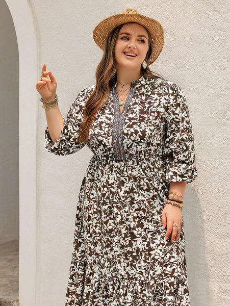 PLUS SIZE Carrie Maxi Dress - Brown-Plus Size Dresses- Boheme Junction