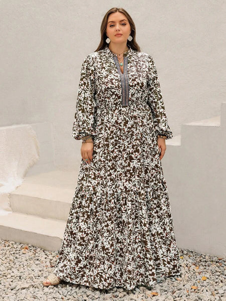 PLUS SIZE Carrie Maxi Dress - Brown-Plus Size Dresses- Boheme Junction