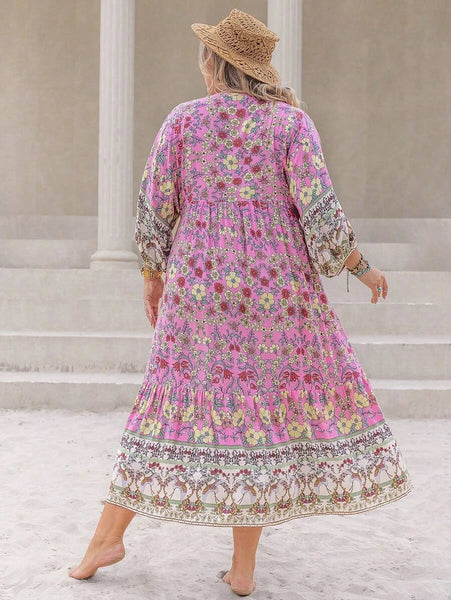 PLUS SIZE Xavier Maxi Dress - Pink-Plus Size Dresses- Boheme Junction