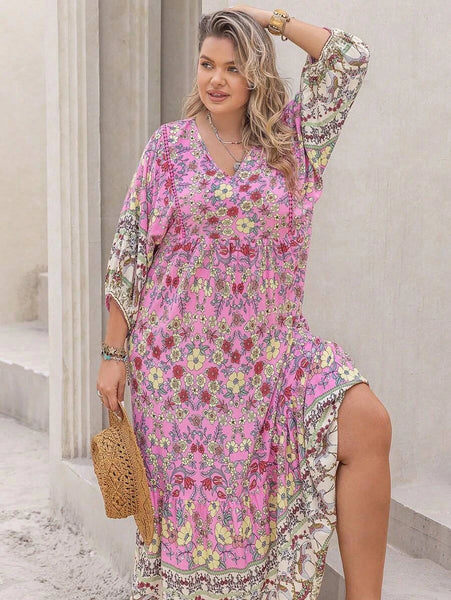 PLUS SIZE Xavier Maxi Dress - Pink-Plus Size Dresses- Boheme Junction