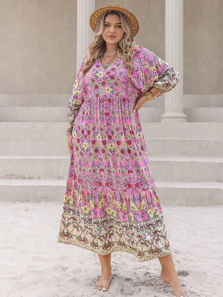 PLUS SIZE Xavier Maxi Dress - Pink-Plus Size Dresses- Boheme Junction