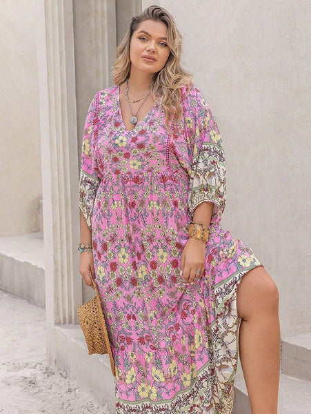 PLUS SIZE Xavier Maxi Dress - Pink-Plus Size Dresses- Boheme Junction