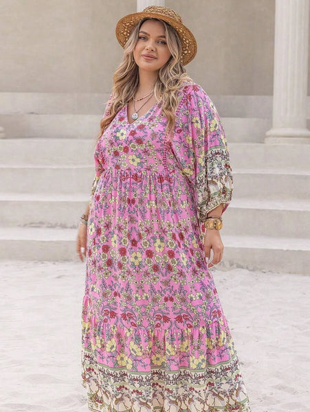 PLUS SIZE Xavier Maxi Dress - Pink-Plus Size Dresses- Boheme Junction