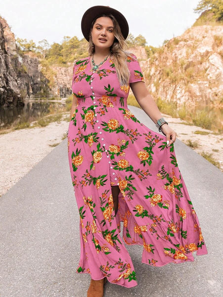 PLUS SIZE Evan Maxi Dress - Candy-Plus Size Dresses- Boheme Junction