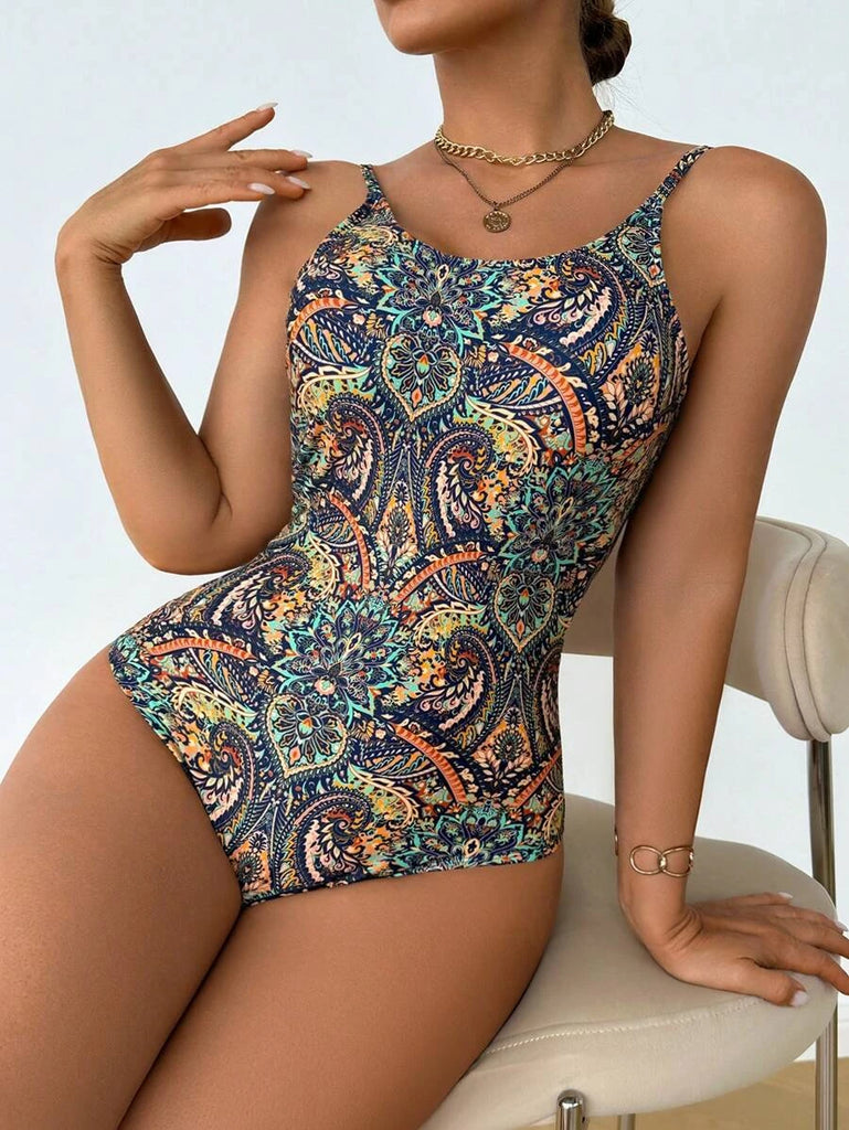 KAIT One Piece Swimsuit - Blue-Women Beachwear- Boheme Junction