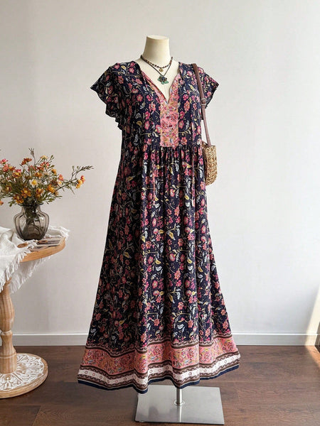 PLUS SIZE Cory Maxi Dress - Navy-Plus Size Dresses- Boheme Junction