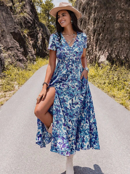 MARA Maxi Dress - Blue-Women Dresses- Boheme Junction
