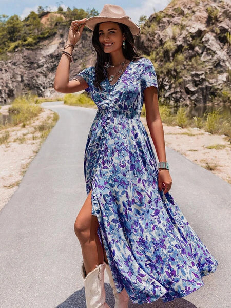 MARA Maxi Dress - Blue-Women Dresses- Boheme Junction