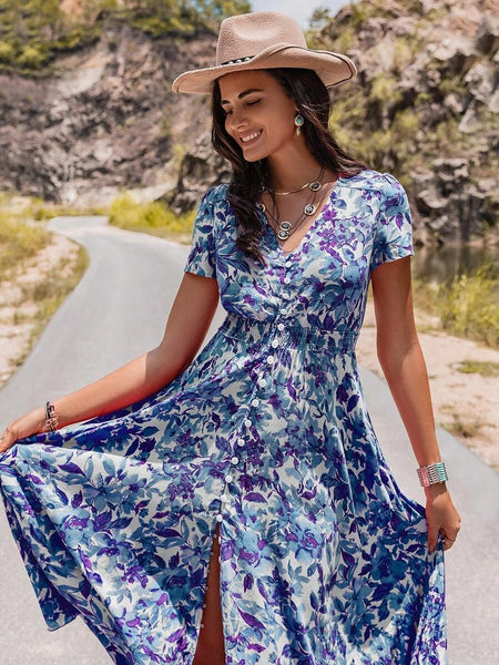 MARA Maxi Dress - Blue-Women Dresses- Boheme Junction
