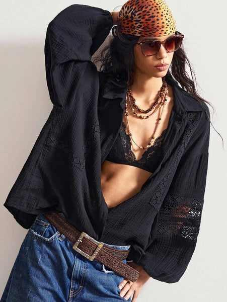 SAHARA Top - Black-Women Tops, Blouses & Tee- Boheme Junction