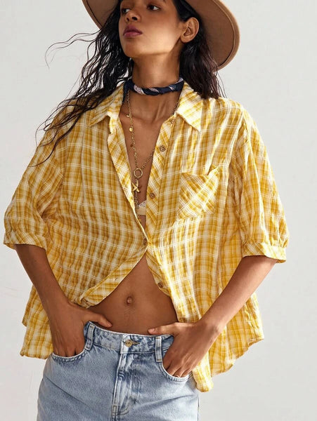 HAZEL Top - Yellow-Women Tops, Blouses & Tee- Boheme Junction