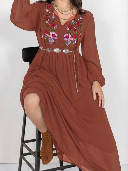 PLUS SIZE Celaeno Maxi Dress - Brown-Plus Size Dresses- Boheme Junction