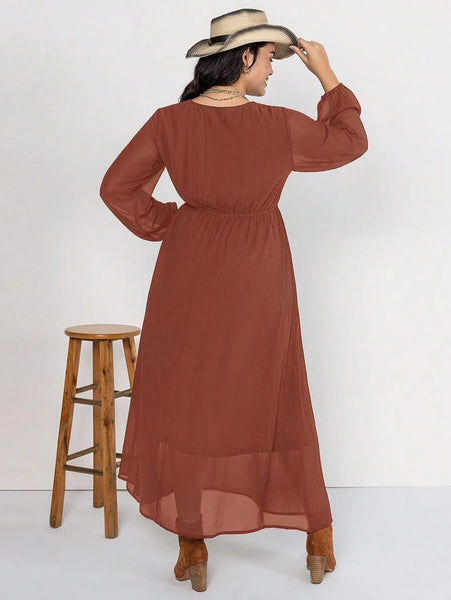 PLUS SIZE Celaeno Maxi Dress - Brown-Plus Size Dresses- Boheme Junction