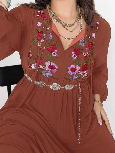 PLUS SIZE Celaeno Maxi Dress - Brown-Plus Size Dresses- Boheme Junction