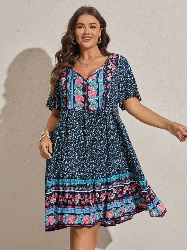 PLUS SIZE Zarah Mini Dress - Navy-Plus Size Dresses- Boheme Junction