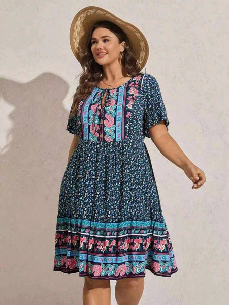 PLUS SIZE Zarah Mini Dress - Navy-Plus Size Dresses- Boheme Junction