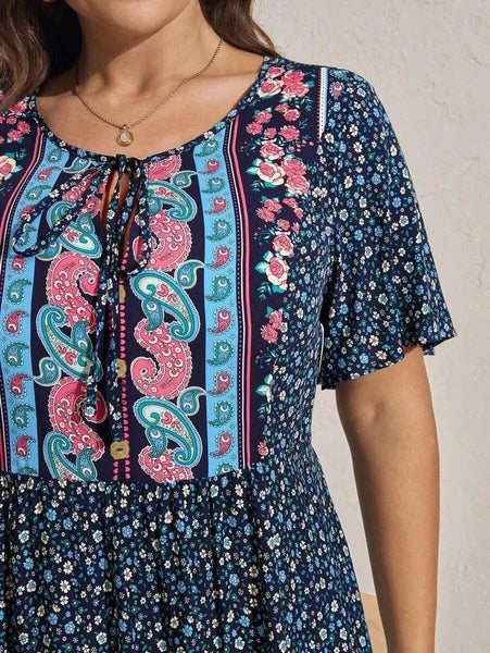 PLUS SIZE Zarah Mini Dress - Navy-Plus Size Dresses- Boheme Junction