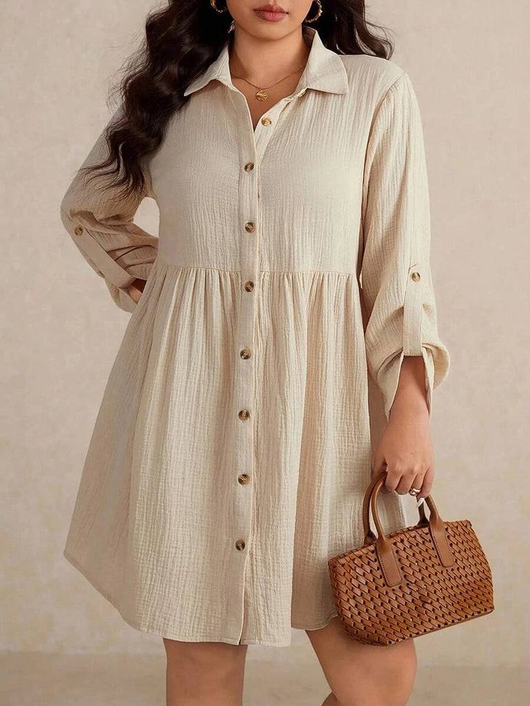 PLUS SIZE North Mini Dress - Beige-Plus Size Dresses- Boheme Junction