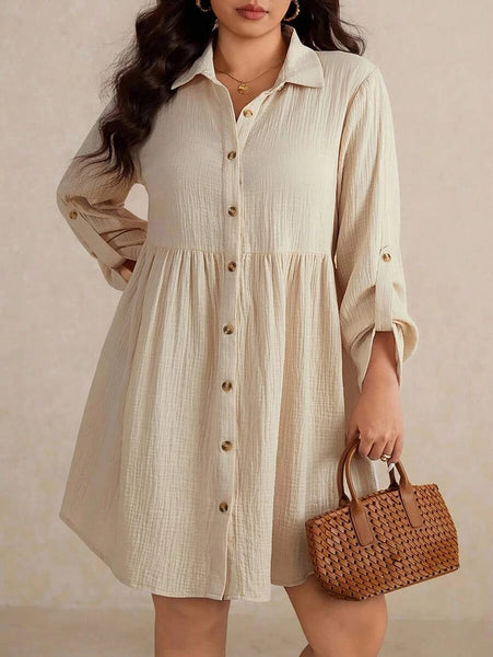 PLUS SIZE North Mini Dress - Beige-Plus Size Dresses- Boheme Junction