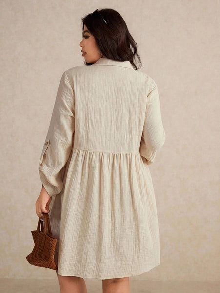 PLUS SIZE North Mini Dress - Beige-Plus Size Dresses- Boheme Junction