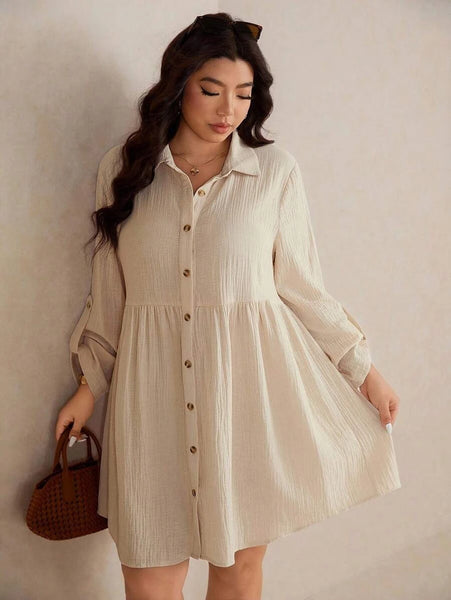 PLUS SIZE North Mini Dress - Beige-Plus Size Dresses- Boheme Junction