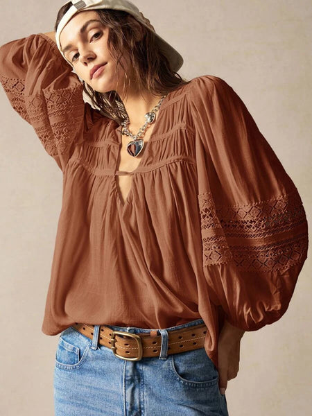DANA Top - Brown-Women Tops, Blouses & Tee- Boheme Junction