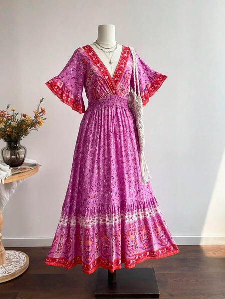 CHANTELLE Maxi Dress - Pink-Women Dresses- Boheme Junction