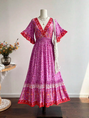 CHANTELLE Maxi Dress - Pink-Women Dresses- Boheme Junction