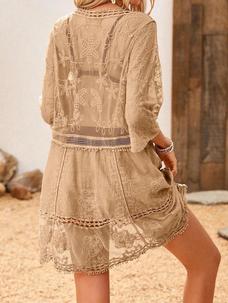 POPPY Lace Cover Up - Caramel | LAST SIZES-Women Beachwear- Boheme Junction