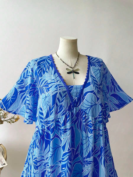 PLUS SIZE Kalea Midi Dress - Blue-Plus Size Dresses- Boheme Junction