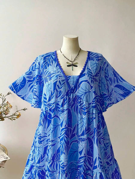 PLUS SIZE Kalea Midi Dress - Blue-Plus Size Dresses- Boheme Junction